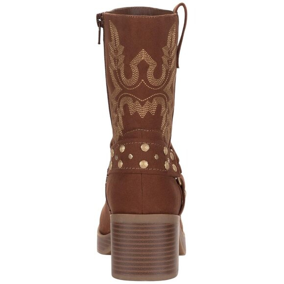 NWT Sun + Stone Womens Norahh Moto Midshaft Bootie Russet Microsuede Brown 8.5M - Picture 3 of 12